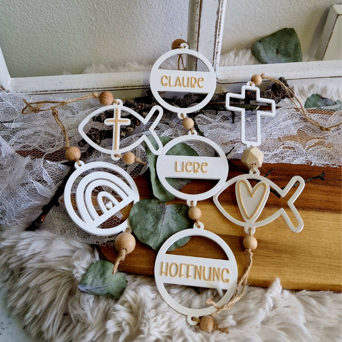 STL 3D Druck Datei 9 Designs Sonnenfänger Kirche Geschenkanhänger 3D-Druck Datei Taufe Hochzeit Kommunion Konfirmation Glaube Liebe Hoffnung – Bild 5