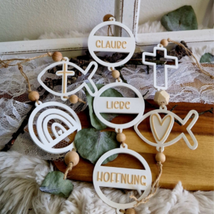 STL 3D Druck Datei 9 Designs Sonnenfänger Kirche Geschenkanhänger 3D-Druck Datei Taufe Hochzeit Kommunion Konfirmation Glaube Liebe Hoffnung