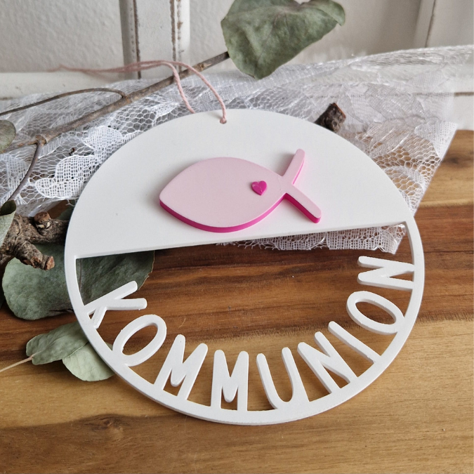 STL 3D Druck Datei Kommunion Kranz mit Fisch zum füllen mit Blumen Kirche 3D-Druck Datei Glaube Liebe Hoffnung Geschenk 3D-Druck – Bild 3