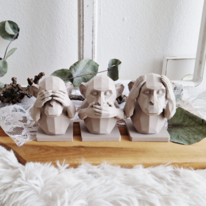 STL 3D Druck Datei Affennbüste Graphisch Affen geometrisch Nichts hören nichts sehen nichts sagen skalierbar 3D-Druck Datei Skulptur