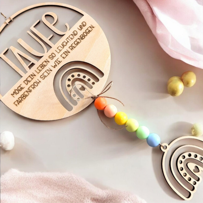 SVG Laserdatei Kranz 2 Designs inkl Sonnenfänger Anhänger Geschenk zur Taufe Kirchlich Kirche Geschenkanhänger SVG-Datei Glaube Regenbogen – Bild 5