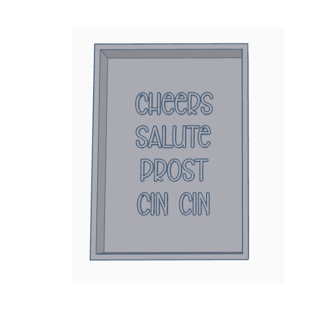 STL 3D Druck Datei Aufsteller Schild Bilderrahmen Statement "Cheers Salute Prost Cin cin" Drinks Lillet Wein Küchendeko 3DDruck Datei quotes – Bild 2