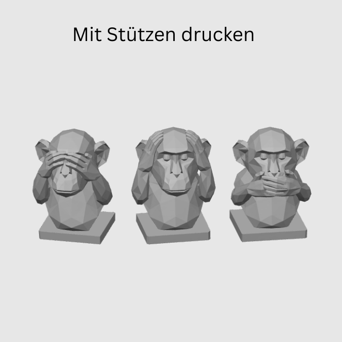 STL 3D Druck Datei Affennbüste Graphisch Affen geometrisch Nichts hören nichts sehen nichts sagen skalierbar 3D-Druck Datei Skulptur – Bild 2