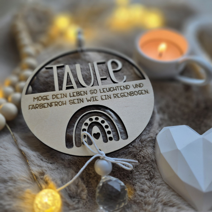 SVG Laserdatei Kranz 2 Designs inkl Sonnenfänger Anhänger Geschenk zur Taufe Kirchlich Kirche Geschenkanhänger SVG-Datei Glaube Regenbogen – Bild 8