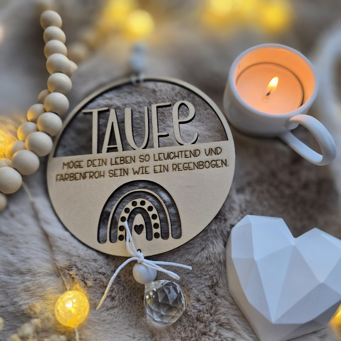 SVG Laserdatei Kranz 2 Designs inkl Sonnenfänger Anhänger Geschenk zur Taufe Kirchlich Kirche Geschenkanhänger SVG-Datei Glaube Regenbogen – Bild 9
