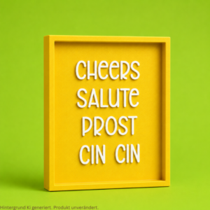 STL 3D Druck Datei Aufsteller Schild Bilderrahmen Statement "Cheers Salute Prost Cin cin" Drinks Lillet Wein Küchendeko 3DDruck Datei quotes
