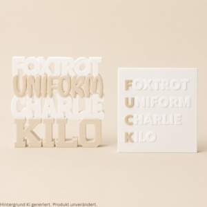 STL 3D Druck Datei 2er Set Schriftzug Aufsteller Statement "Foxtrot Uniform Charlie Kilo" Aufsteller 3D-Druck Datei bad words #fuck Lustig