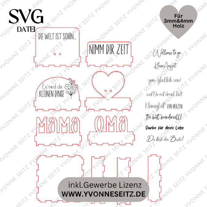 SVG Laserdatei Box für 4 Teelichter Muttertag Oma Beste Freundin Mama Beste Mama Geschenk zum Muttertag Großmutter Geschenkidee SVG Datei – Bild 2