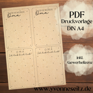 PRINT DRUCKVORLAGE PDF Verpackung für Kleinigkeiten Geschenkkarte 2 Designs Weltbeste Oma Muttertag Printable zum ausdrucken Großmutter