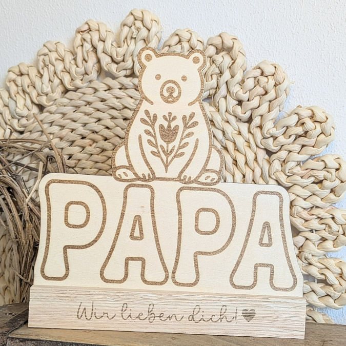 SVG Datei Vatertag Bären Klötzchen Datei Geschenkidee für Papa Mann SVG Laserdatei Lasercut Männergeschenk Mann Vater Easy sticks Papabär – Bild 3