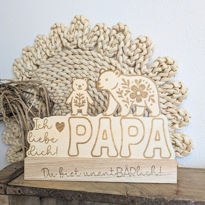 SVG Datei Vatertag Bären Klötzchen Datei Geschenkidee für Papa Mann SVG Laserdatei Lasercut Männergeschenk Mann Vater Easy sticks Papabär – Bild 5