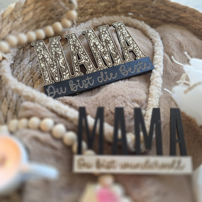 SVG Laserdatei Klötzchenschrift Mama Floral Muttertag Klötzchendatei Easy Sticks SVG Datei Mami – Bild 5