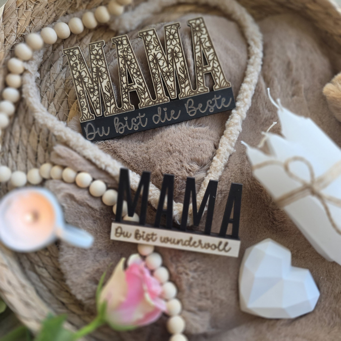 SVG Laserdatei Klötzchenschrift Mama Floral Muttertag Klötzchendatei Easy Sticks SVG Datei Mami – Bild 6