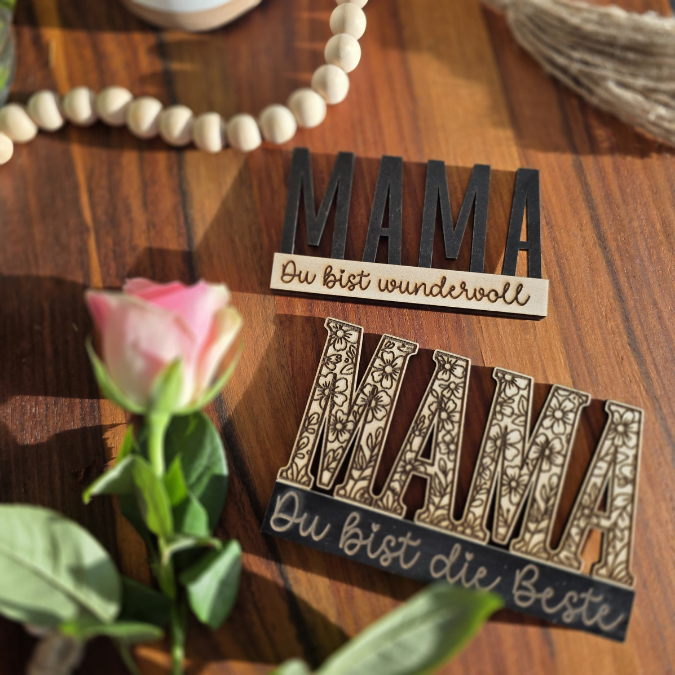 SVG Laserdatei Klötzchenschrift Mama Floral Muttertag Klötzchendatei Easy Sticks SVG Datei Mami – Bild 7