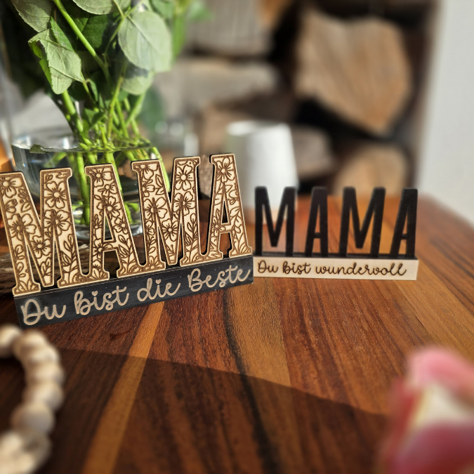 SVG Laserdatei Klötzchenschrift Mama Floral Muttertag Klötzchendatei Easy Sticks SVG Datei Mami – Bild 8