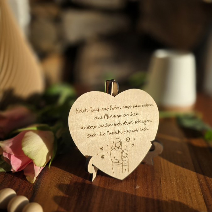 SVG Laserdatei Herz mit Gedicht zum Muttertag Mama mit Ständer für 3mm und 4mm Holz Trockenblumen Beste Mama Mutter Mami Familie SVG Datei – Bild 8