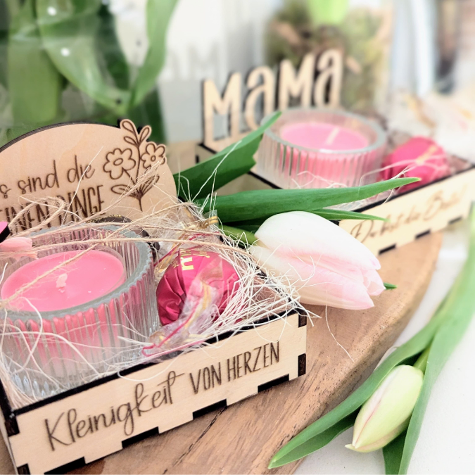 SVG Laserdatei Box für 4 Teelichter Muttertag Oma Beste Freundin Mama Beste Mama Geschenk zum Muttertag Großmutter Geschenkidee SVG Datei – Bild 4