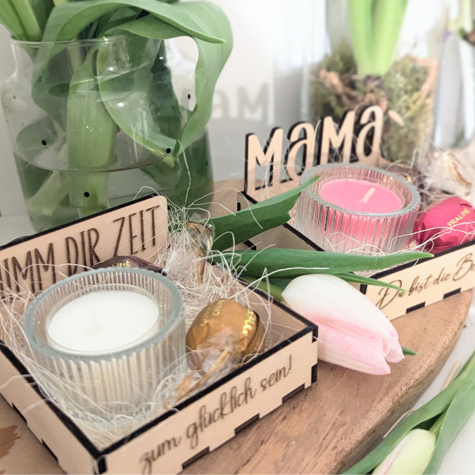 SVG Laserdatei Box für 4 Teelichter Muttertag Oma Beste Freundin Mama Beste Mama Geschenk zum Muttertag Großmutter Geschenkidee SVG Datei – Bild 14