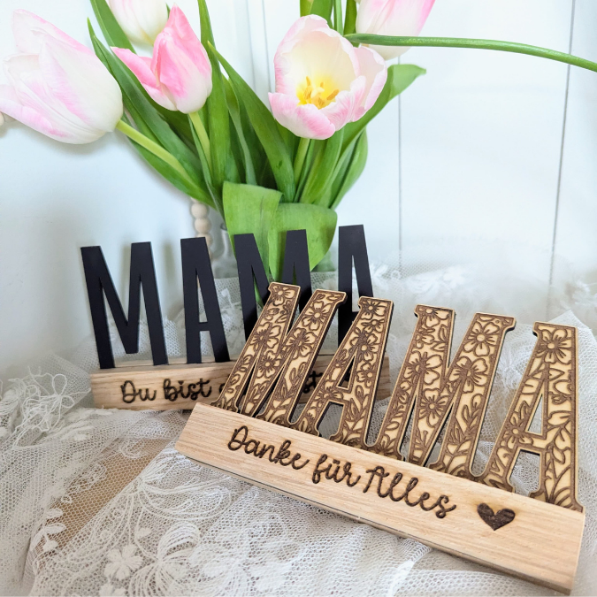 SVG Laserdatei Klötzchenschrift Mama Floral Muttertag Klötzchendatei Easy Sticks SVG Datei Mami – Bild 9