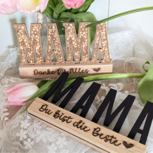 SVG Laserdatei Klötzchenschrift Mama Floral Muttertag Klötzchendatei Easy Sticks SVG Datei Mami