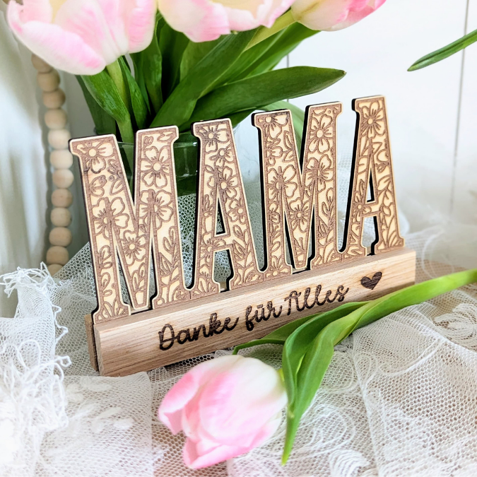 SVG Laserdatei Klötzchenschrift Mama Floral Muttertag Klötzchendatei Easy Sticks SVG Datei Mami – Bild 12