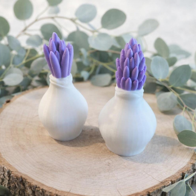 1 STL 3D Druck Datei Frühling 2er Set Hyazinthen mit Blättern und Blüten skalierbar Frühlingsdeko Ostern 3D-Datei 3D-Druck Vorlage Osterdeko – Bild 4