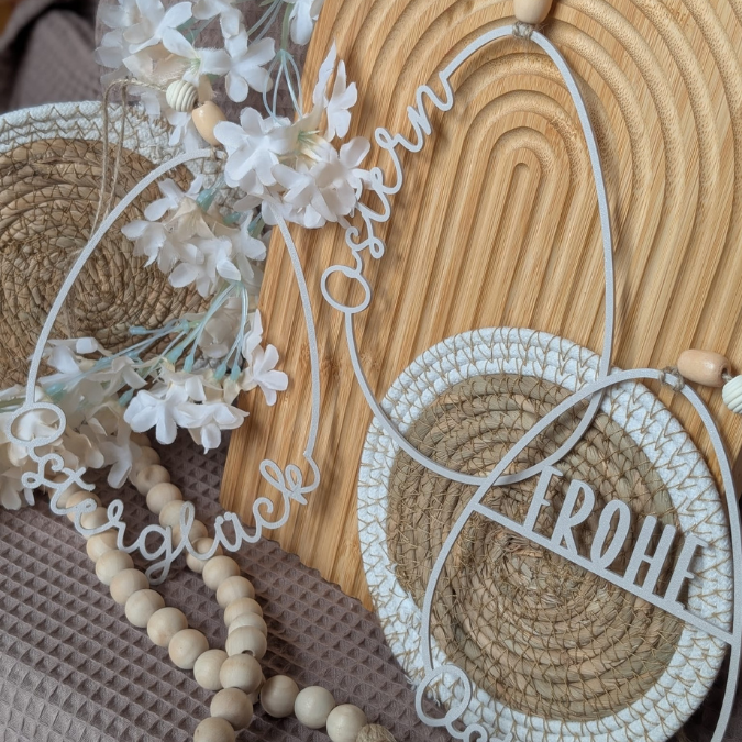 STL 3D Druck Datei 3 designs Eier Kranz schlicht Frohe Ostern Osterglück Geschenkanhänger Türdeko Loop Wanddeko 3D-Datei 3D-Druck Vorlage – Bild 6