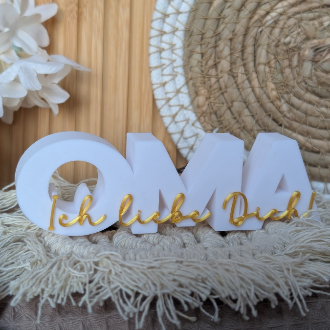 STL 3D Druck Datei 6 verschiedene Designs Oma Schriftzug 3D-Datei Muttertag Weltbeste Oma wir lieben dich Blumen Großmutter – Bild 3