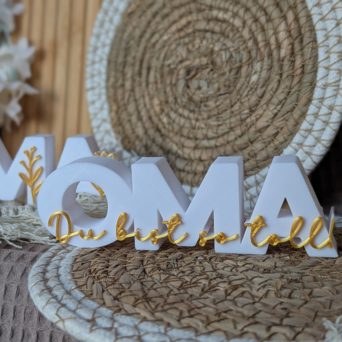 STL 3D Druck Datei 6 verschiedene Designs Oma Schriftzug 3D-Datei Muttertag Weltbeste Oma wir lieben dich Blumen Großmutter – Bild 5