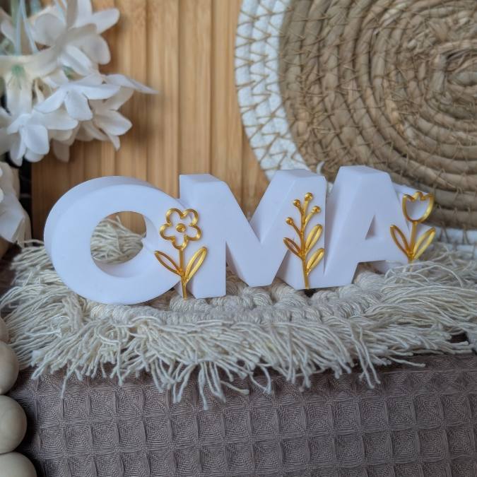 STL 3D Druck Datei 6 verschiedene Designs Oma Schriftzug 3D-Datei Muttertag Weltbeste Oma wir lieben dich Blumen Großmutter – Bild 6