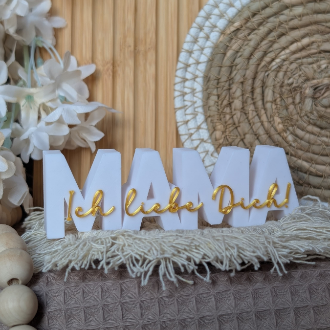 STL 3D Druck Datei 6 verschiedene Designs Mama Schriftzug 3D-Datei Muttertag Weltbeste Mama wir lieben dich Blumen – Bild 5