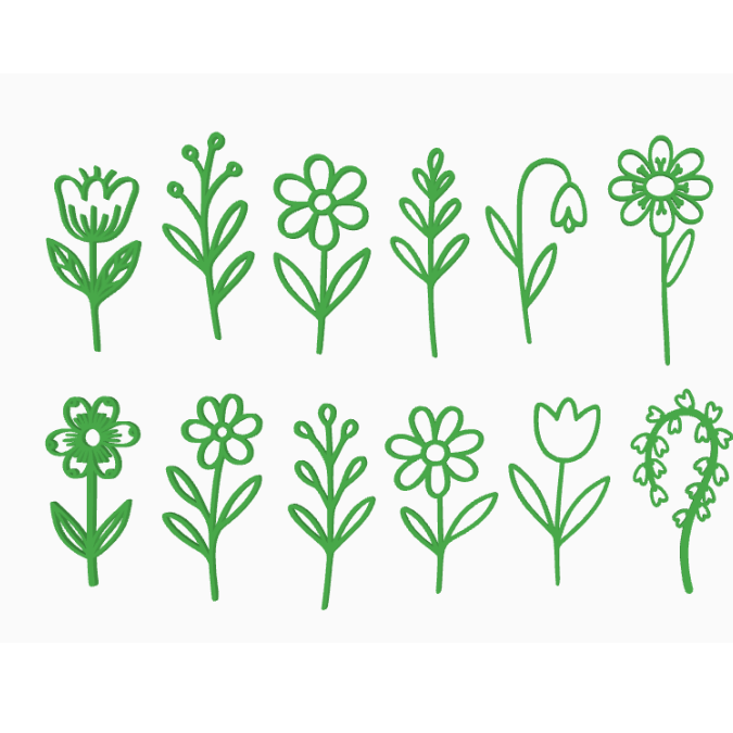 STL 3D Druck Datei 12 Designs Blumen Flowers Blumenliebe 12einzelne Blümchen 3D-Druck Datei – Bild 2