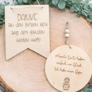 SVG Laserdatei Holzscheibe Wimpel 3er Set Opa Großvater Bester Opi Vatertag Familie Geschenkidee Großeltern SVG Datei Männer Mann UrOpa