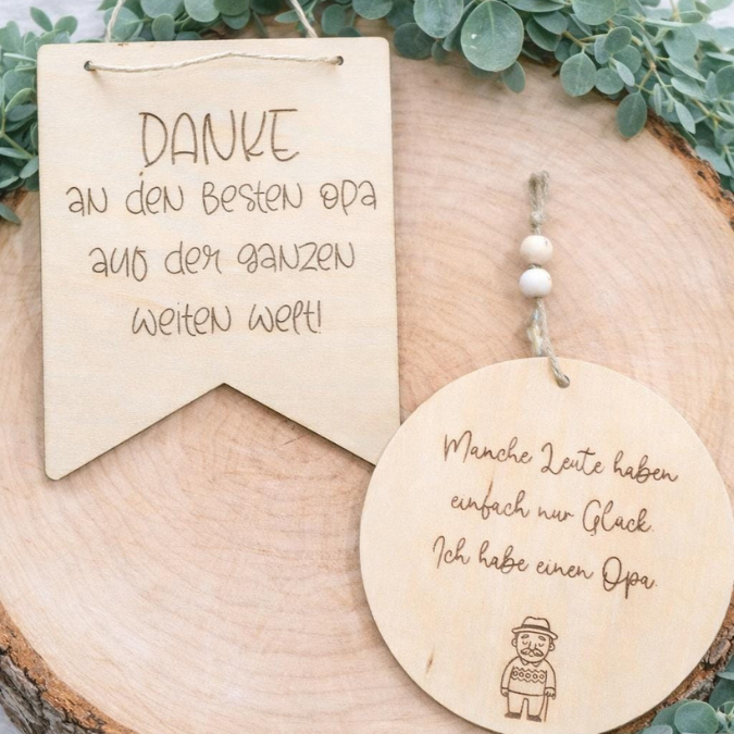 SVG Laserdatei Holzscheibe Wimpel 3er Set Opa Großvater Bester Opi Vatertag Familie Geschenkidee Großeltern SVG Datei Männer Mann UrOpa – Bild 3