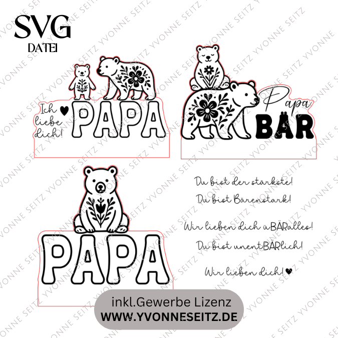SVG Datei Vatertag Bären Klötzchen Datei Geschenkidee für Papa Mann SVG Laserdatei Lasercut Männergeschenk Mann Vater Easy sticks Papabär – Bild 2