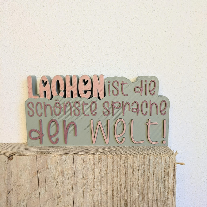 STL 3D Druck Datei Aufsteller Schriftzug Statement "Lachen ist die schönste Sprache der Welt" 3D-Druck Datei Quote Spruch positiv – Bild 8