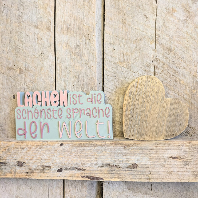 STL 3D Druck Datei Aufsteller Schriftzug Statement "Lachen ist die schönste Sprache der Welt" 3D-Druck Datei Quote Spruch positiv – Bild 9
