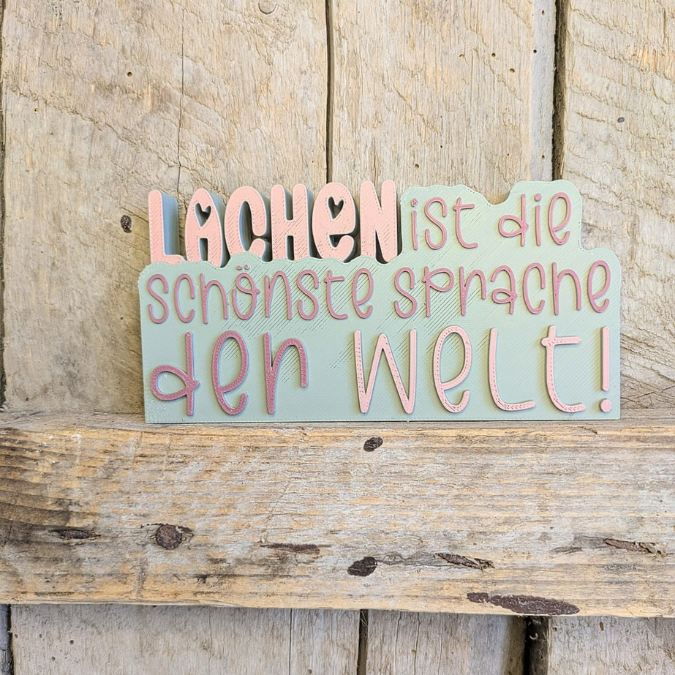 STL 3D Druck Datei Aufsteller Schriftzug Statement "Lachen ist die schönste Sprache der Welt" 3D-Druck Datei Quote Spruch positiv – Bild 7