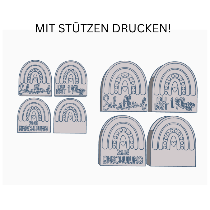STL 3D Druck Datei 2er Set Regenbogen zum füllen Geldgeschenk Stiftehalter Schulkind inkl Blanko 3D-Druck Datei Geschenk zur Einschulung – Bild 2
