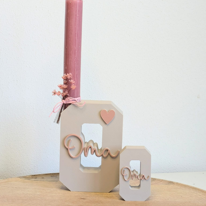 STL 3D Druck Datei Muttertag Buchstabe Statement Aufsteller O Oma 2er Set mit öffnung für Reagenzglas Blumen oder Kerze 3D-Datei – Bild 4