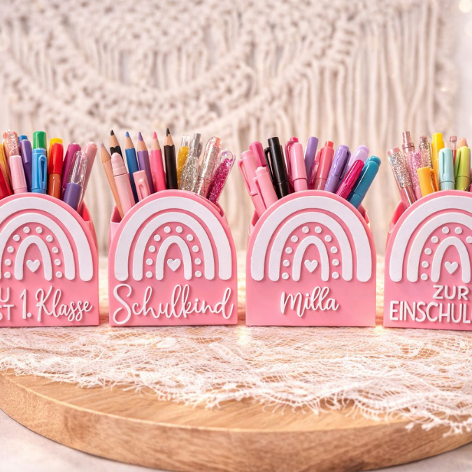 STL 3D Druck Datei 2er Set Regenbogen zum füllen Geldgeschenk Stiftehalter Schulkind inkl Blanko 3D-Druck Datei Geschenk zur Einschulung – Bild 4