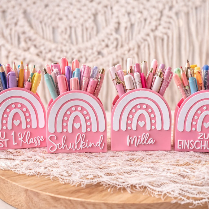 STL 3D Druck Datei 2er Set Regenbogen zum füllen Geldgeschenk Stiftehalter Schulkind inkl Blanko 3D-Druck Datei Geschenk zur Einschulung – Bild 5