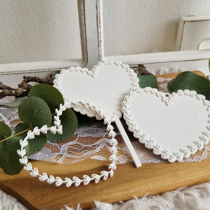 STL 3D Druck Datei 11 Designs Mama Oma Herz zum hängen und stecken inkl Blankos 3D-Datei Muttertag deutsch und englisch Herzkranz Caketopper