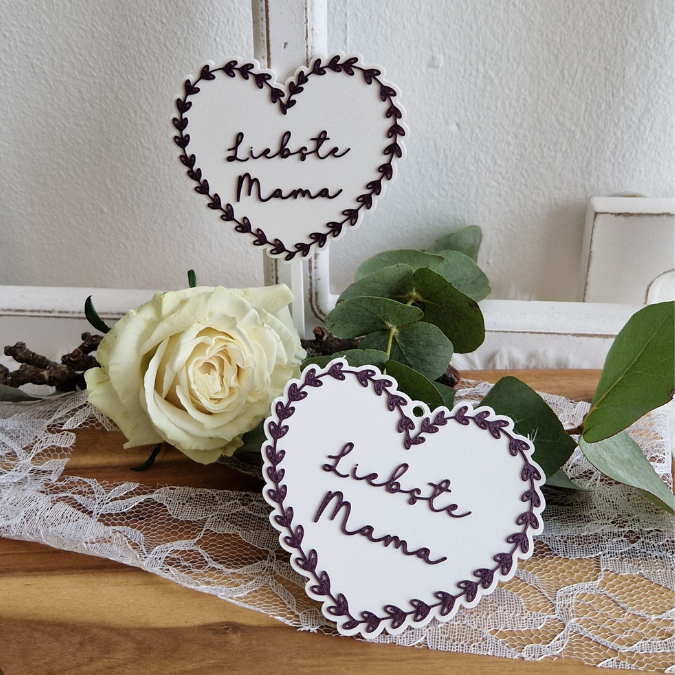 STL 3D Druck Datei 11 Designs Mama Oma Herz zum hängen und stecken inkl Blankos 3D-Datei Muttertag deutsch und englisch Herzkranz Caketopper – Bild 3