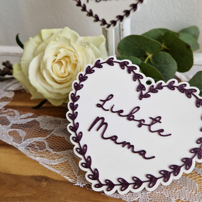STL 3D Druck Datei 11 Designs Mama Oma Herz zum hängen und stecken inkl Blankos 3D-Datei Muttertag deutsch und englisch Herzkranz Caketopper – Bild 6