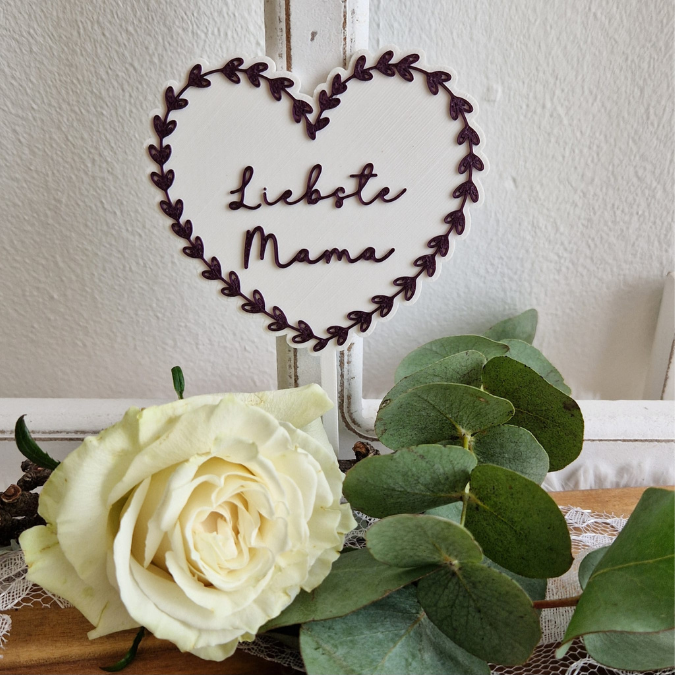 STL 3D Druck Datei 11 Designs Mama Oma Herz zum hängen und stecken inkl Blankos 3D-Datei Muttertag deutsch und englisch Herzkranz Caketopper – Bild 7