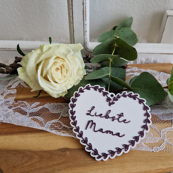 STL 3D Druck Datei 11 Designs Mama Oma Herz zum hängen und stecken inkl Blankos 3D-Datei Muttertag deutsch und englisch Herzkranz Caketopper – Bild 8