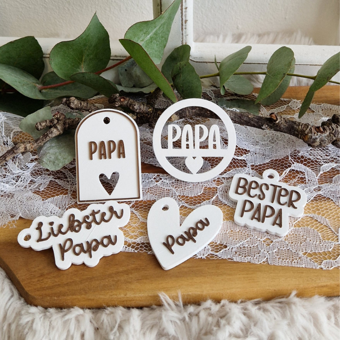 STL 3D Druck Datei Geschenkanhänger in 10 Designs Mama Papa Muttertag Vatertag Geschenkidee Herzanhänger 3D-Druck Datei – Bild 3