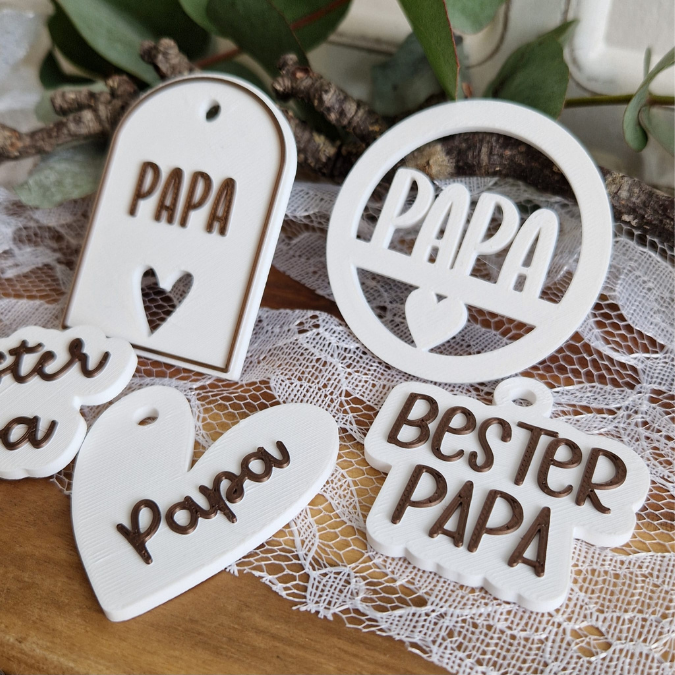 STL 3D Druck Datei Geschenkanhänger in 10 Designs Mama Papa Muttertag Vatertag Geschenkidee Herzanhänger 3D-Druck Datei – Bild 4