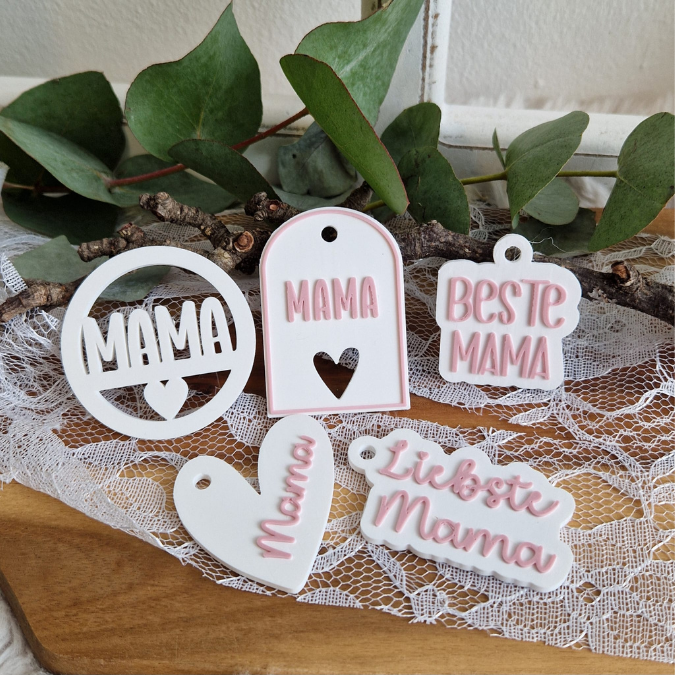 STL 3D Druck Datei Geschenkanhänger in 10 Designs Mama Papa Muttertag Vatertag Geschenkidee Herzanhänger 3D-Druck Datei – Bild 7